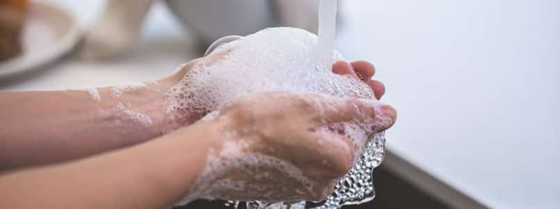 woman washing her hands