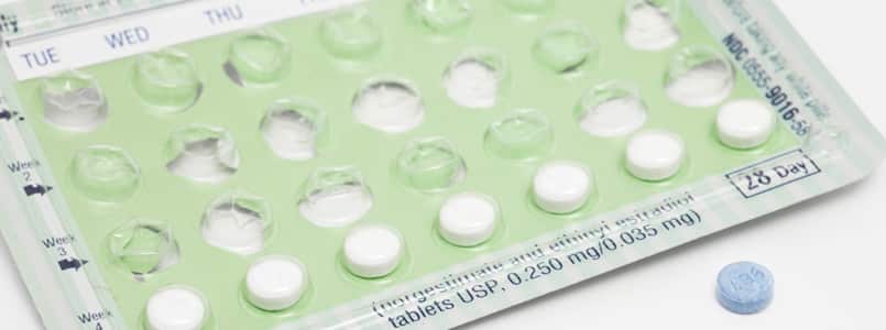 used packet of birth control pills