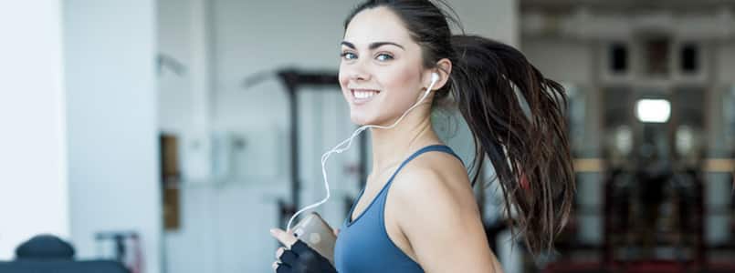 woman running on a treadmill