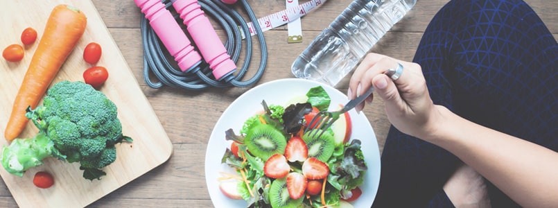 green salad, weights and a jump rope