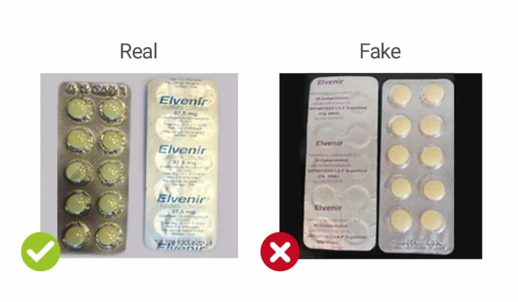 visual representation of real vs fake Elvenir capsules