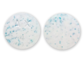 Suprenza tablets (round, white with blue specks)